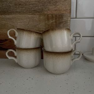 Vintage Provincial Cottagecore Japan Wheat Brown Stoneware Speckled Coffee Cups